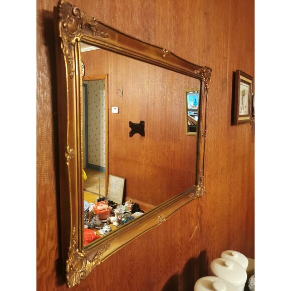 Mirror Wood Guilded with Bronze and Gold Tones Vintage 1977 Made in London - Picture 4 of 12